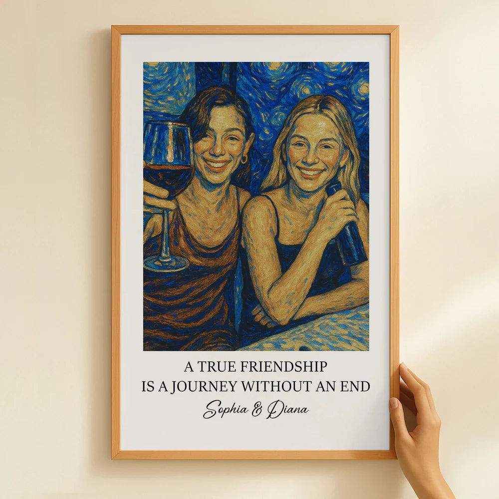 Ein wahre Freundschaft Poster im Van Gogh Stil – Personalisiertes Foto Geschenk