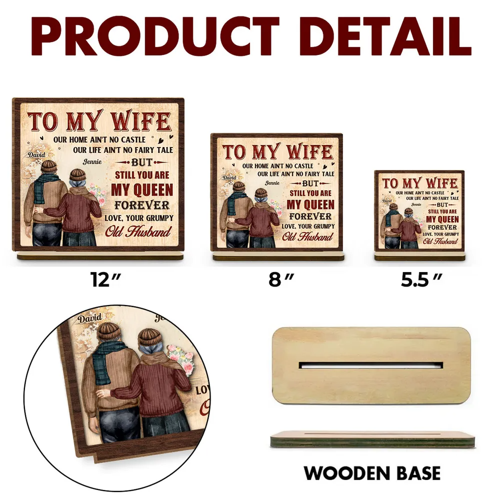 An meine Königin – personalisierte, zweilagige Holztafel mit flachem Sockel