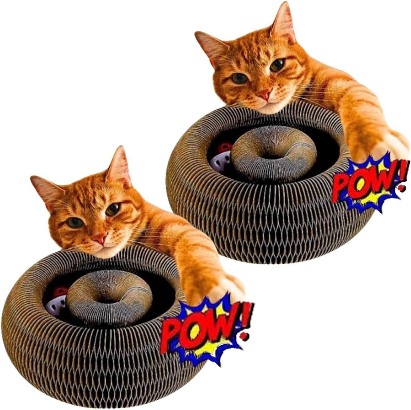 2PACK Kitty Kurlz Cat Toy, Interactive Cat Scratching Board with Ball - Recyclable Scratching Pad for Indoor Cats