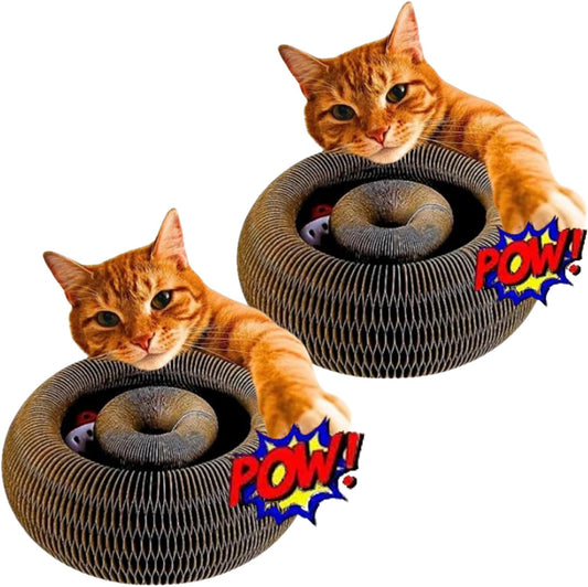 2PACK Kitty Kurlz Cat Toy, Interactive Cat Scratching Board with Ball - Recyclable Scratching Pad for Indoor Cats