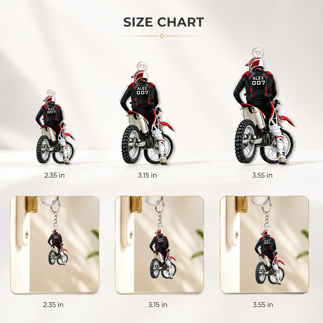 Personalized Motocross Dirt Bike Acrylic Keychain 3D Effect