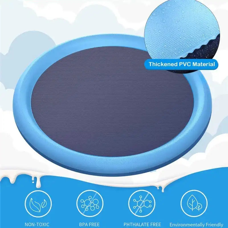 Dog Pool, Anti-Slip Splash Pad for Dogs Kids Thickened Durable Upgrade Sprinkler Pad Pet Summer Outdoor Water Toys Backyard Fountain Play Mat