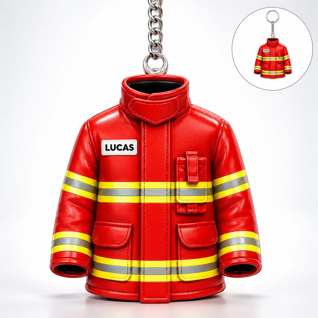 Personalized Firefighter Jacket Acrylic Keychain 3D Effect