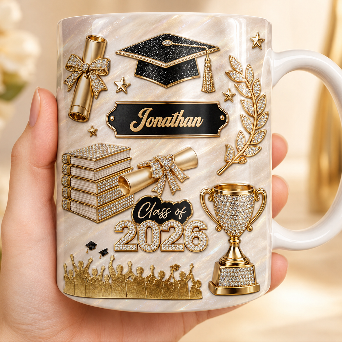Personalized Graduation 3D Mug with Name – Class of 2026 Custom Graduate Coffee Mug, Graduation Gift for Her or Him