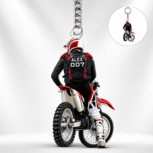 Personalized Motocross Dirt Bike Acrylic Keychain 3D Effect
