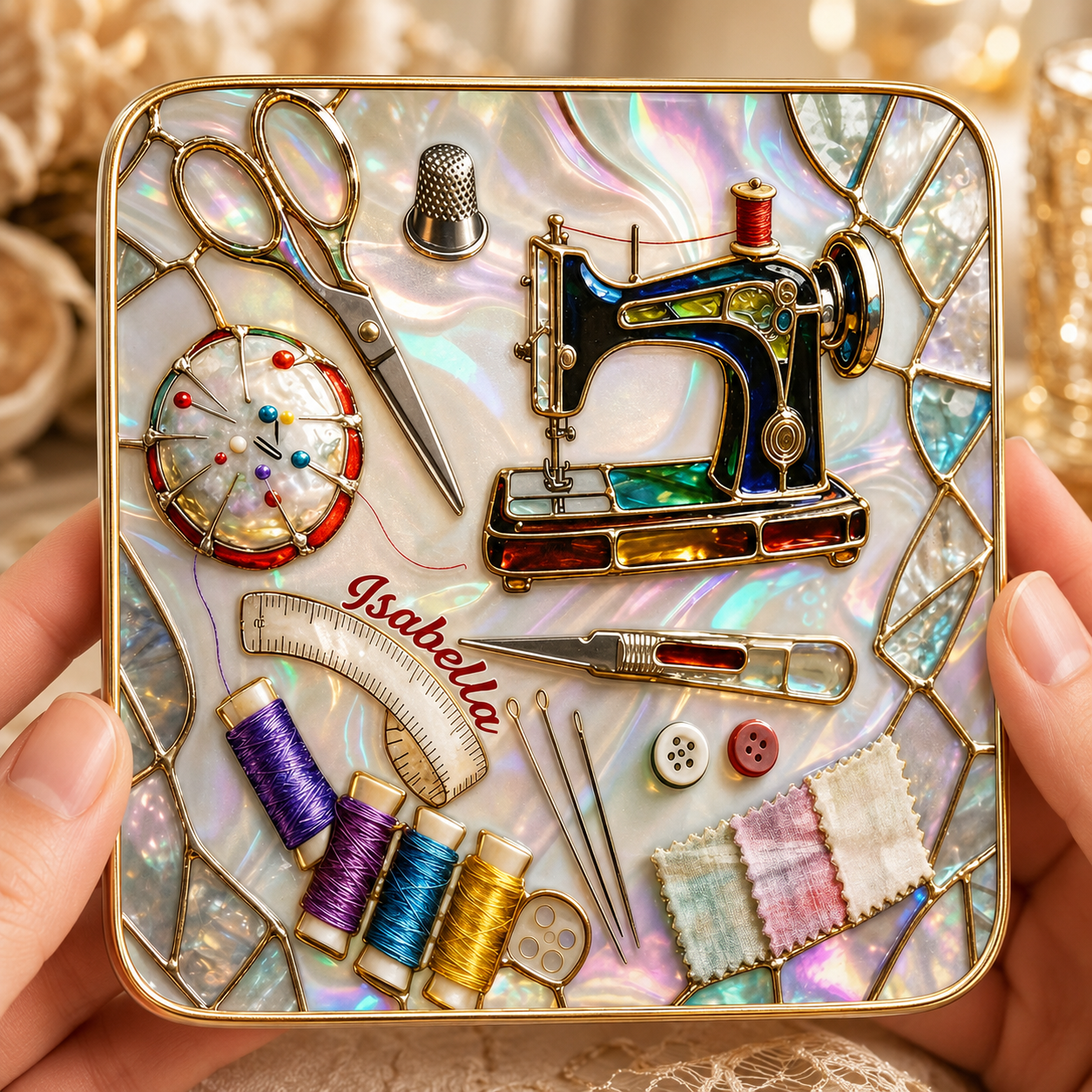 Custom Sewing Jewelry Dish for Sewing Lovers – Personalized Ceramic Ring Dish for Mom, Grandma, Wife, Daughter