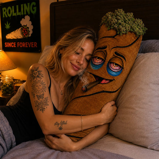 Personalized Blunt Joint Shaped Faux Fur Pillow – Custom Name Novelty Plush Cushion for Chill Decor & Stoner Gifts