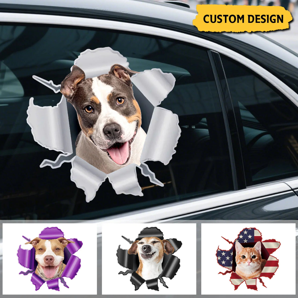 Personalized Peeking Dog & Cat Car Decal – Custom Name Waterproof Vinyl Sticker Gift for Pet Lovers