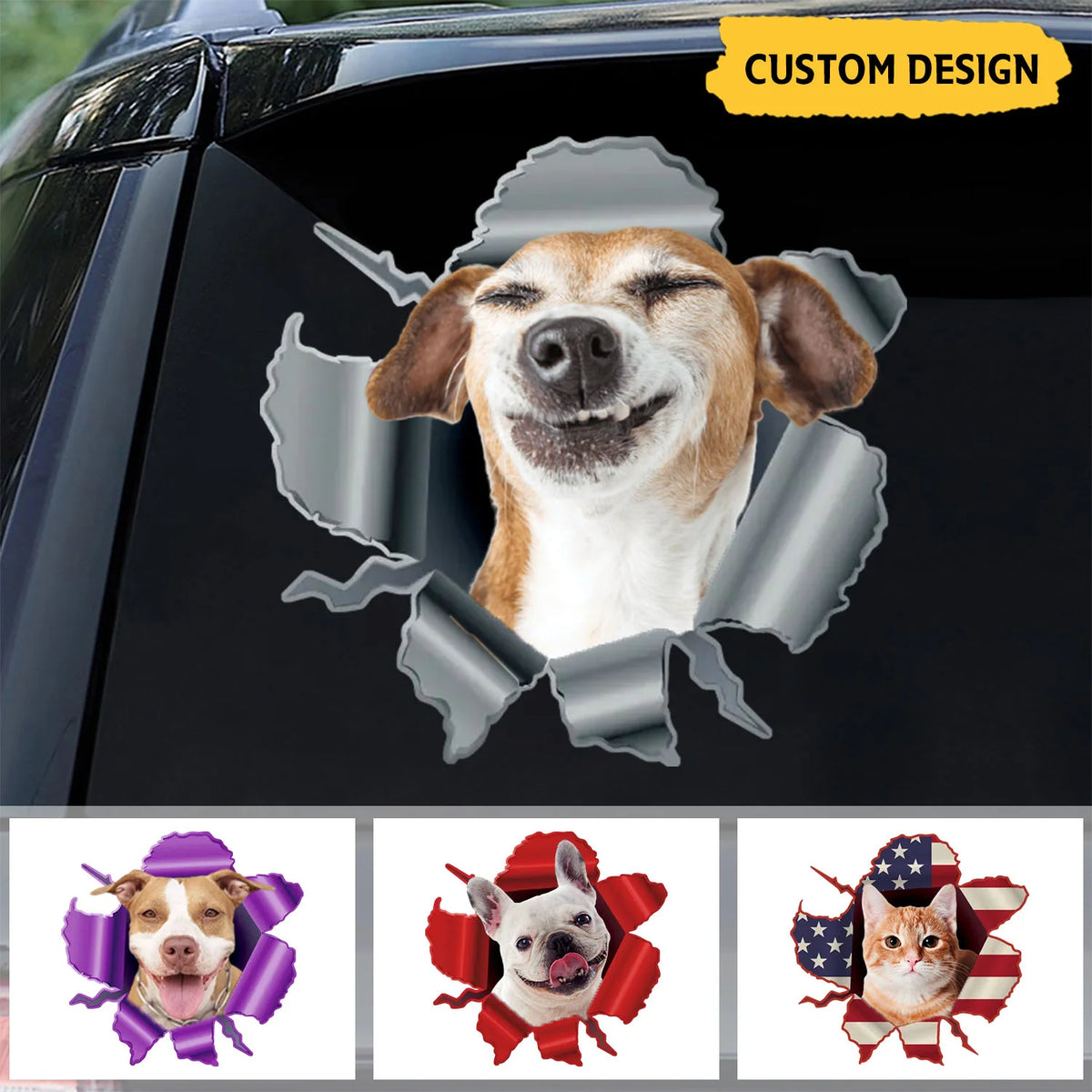 Personalized Peeking Dog & Cat Car Decal – Custom Name Waterproof Vinyl Sticker Gift for Pet Lovers