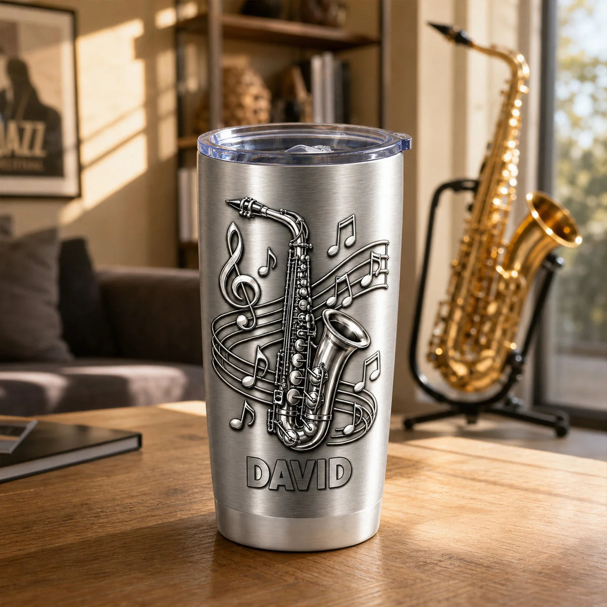 Personalized Music Soul Tumbler – Custom Name Stainless Steel Travel Mug Gift for Music Lovers & Singers