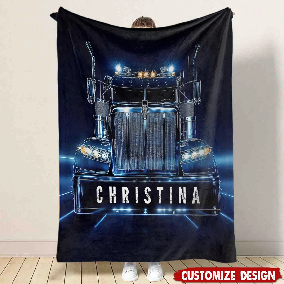 Personalized Semi Truck Driver Blanket – Custom Name Long Haul Trucker Fleece & Sherpa Throw Gift