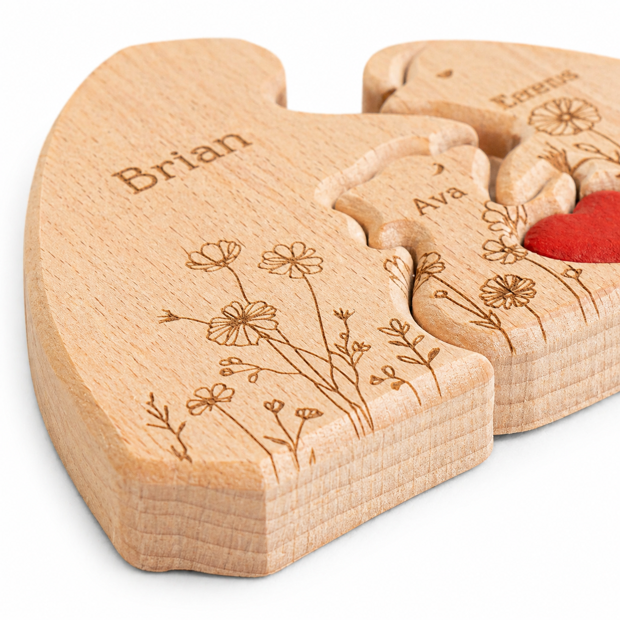Personalisiertes Holzpuzzle „Bärenfamilie“ – Individuelles Namensgeschenk für Mama, Muttertag, Familienerbstück Deko