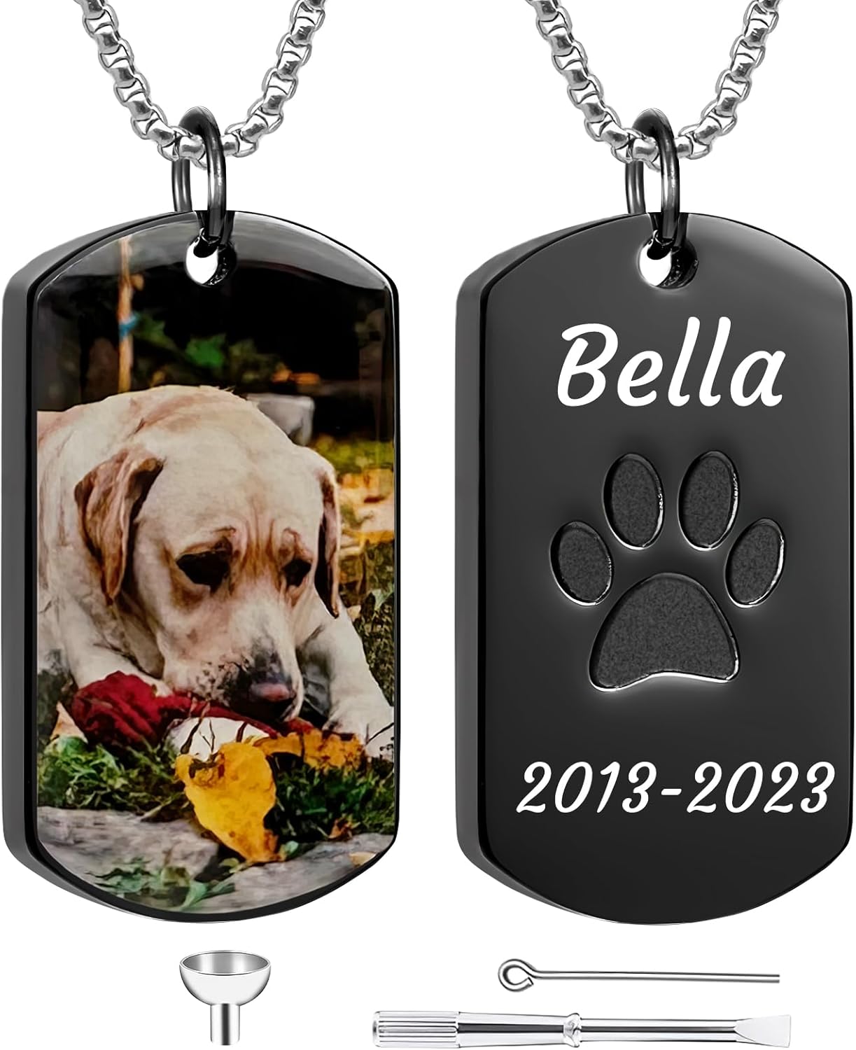 Personalized Pet Urn Necklaces for Dog Cat Ashes Custom Photo Text Stainless Steel Cremation Jewelry Pet Loss Memorial Gift