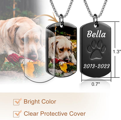 Personalized Pet Urn Necklaces for Dog Cat Ashes Custom Photo Text Stainless Steel Cremation Jewelry Pet Loss Memorial Gift
