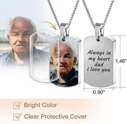 Personalized Ashes Necklace for Men Women Pet Custom Photo Text Stainless Steel Memorial Cremation Jewelry Keepsake Memorial Gifts