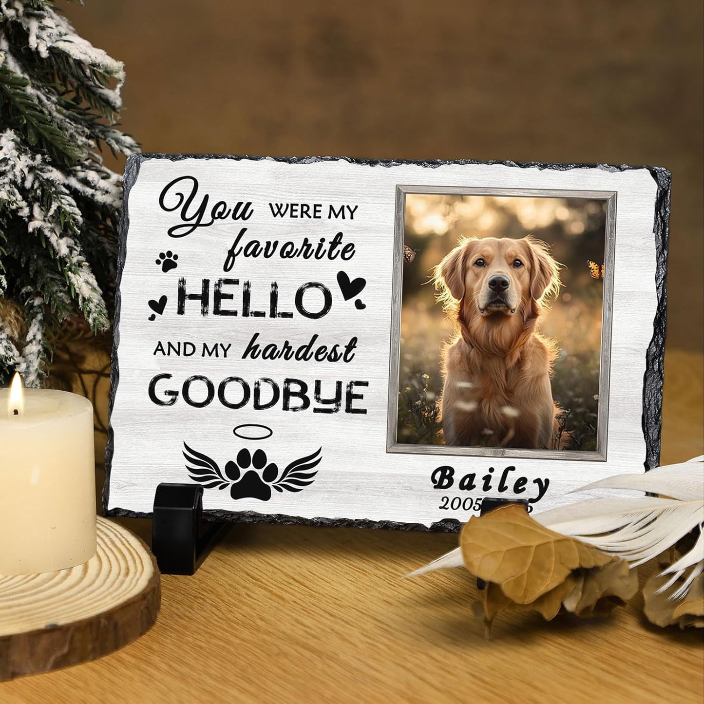 Personalized Dog Memorial Gifts for Loss of Dog, Custom Pet Memorial Stone with Photo Name Date Bereavement Sympathy Gift for Dog Cat Lover