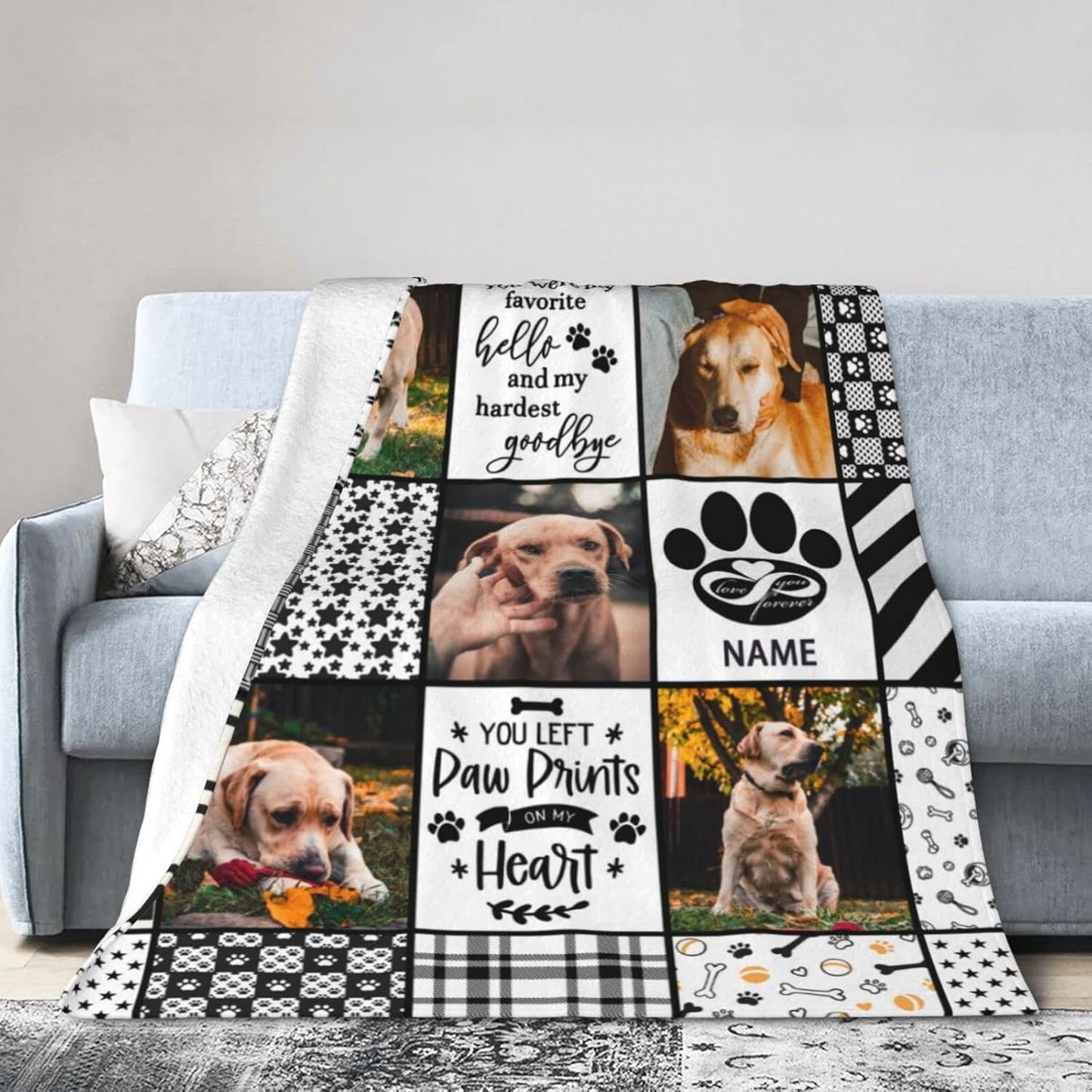 Custom Dog Photo Memorial Blanket Personalized Pet Memorial Gifts for Dogs Loss of Pet Sympathy Gift Dog Bereavement Gifts