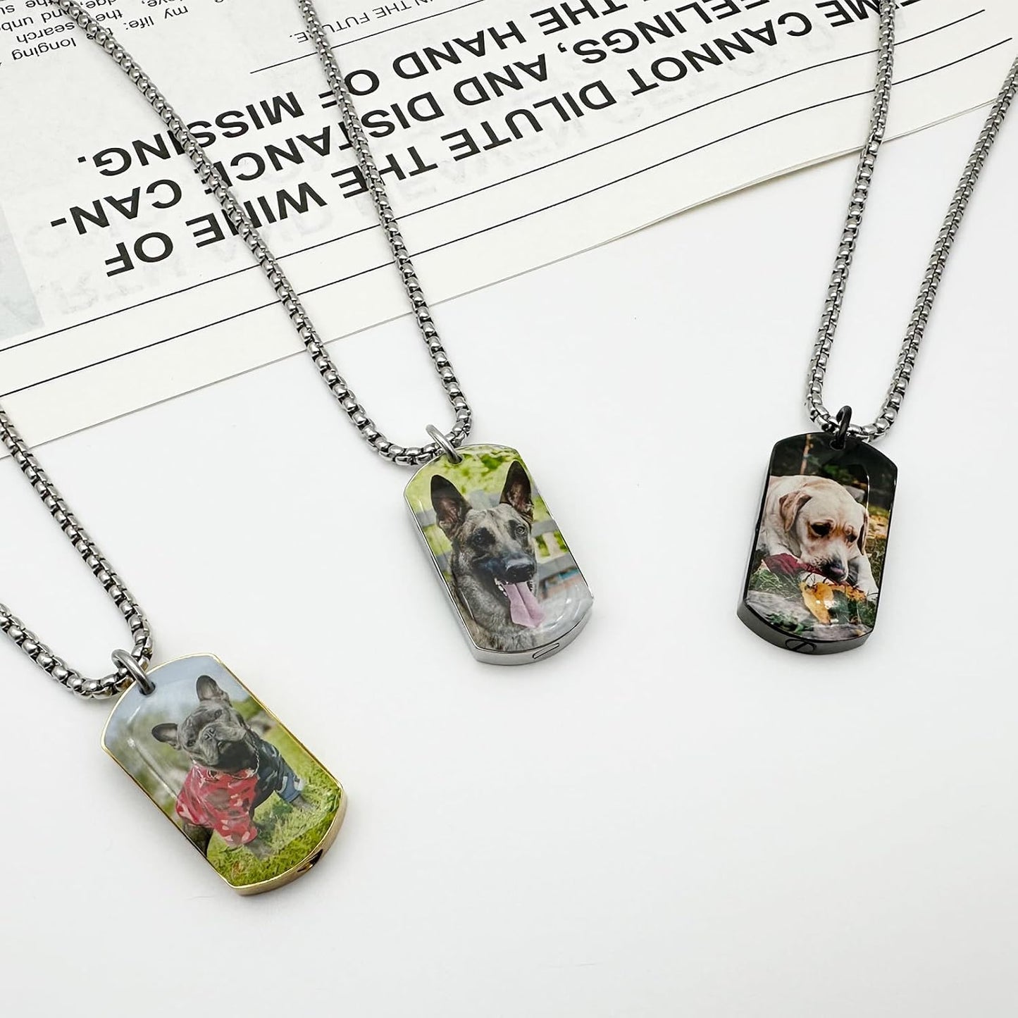 Personalized Pet Urn Necklaces for Dog Cat Ashes Custom Photo Text Stainless Steel Cremation Jewelry Pet Loss Memorial Gift