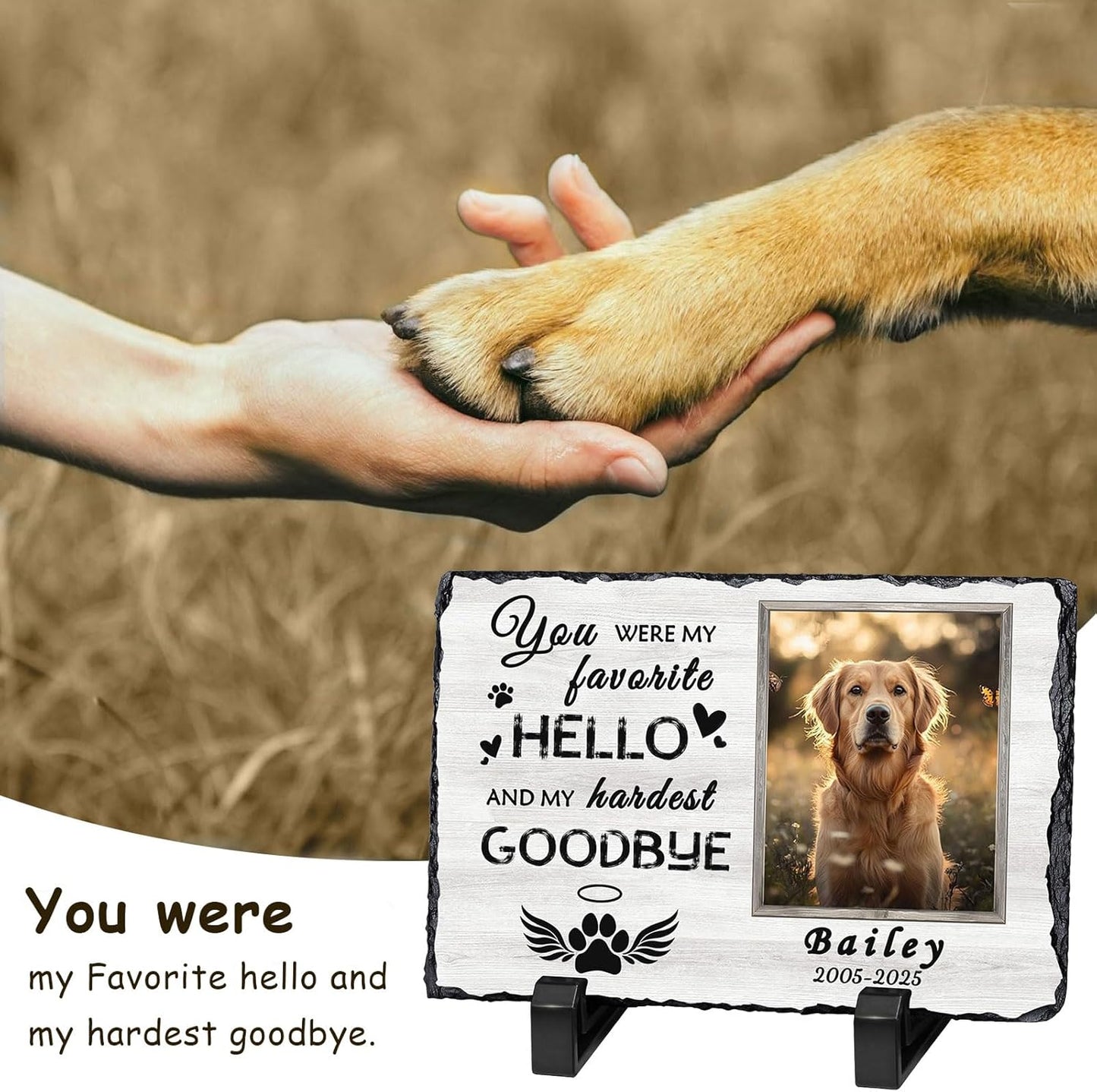 Personalized Dog Memorial Gifts for Loss of Dog, Custom Pet Memorial Stone with Photo Name Date Bereavement Sympathy Gift for Dog Cat Lover