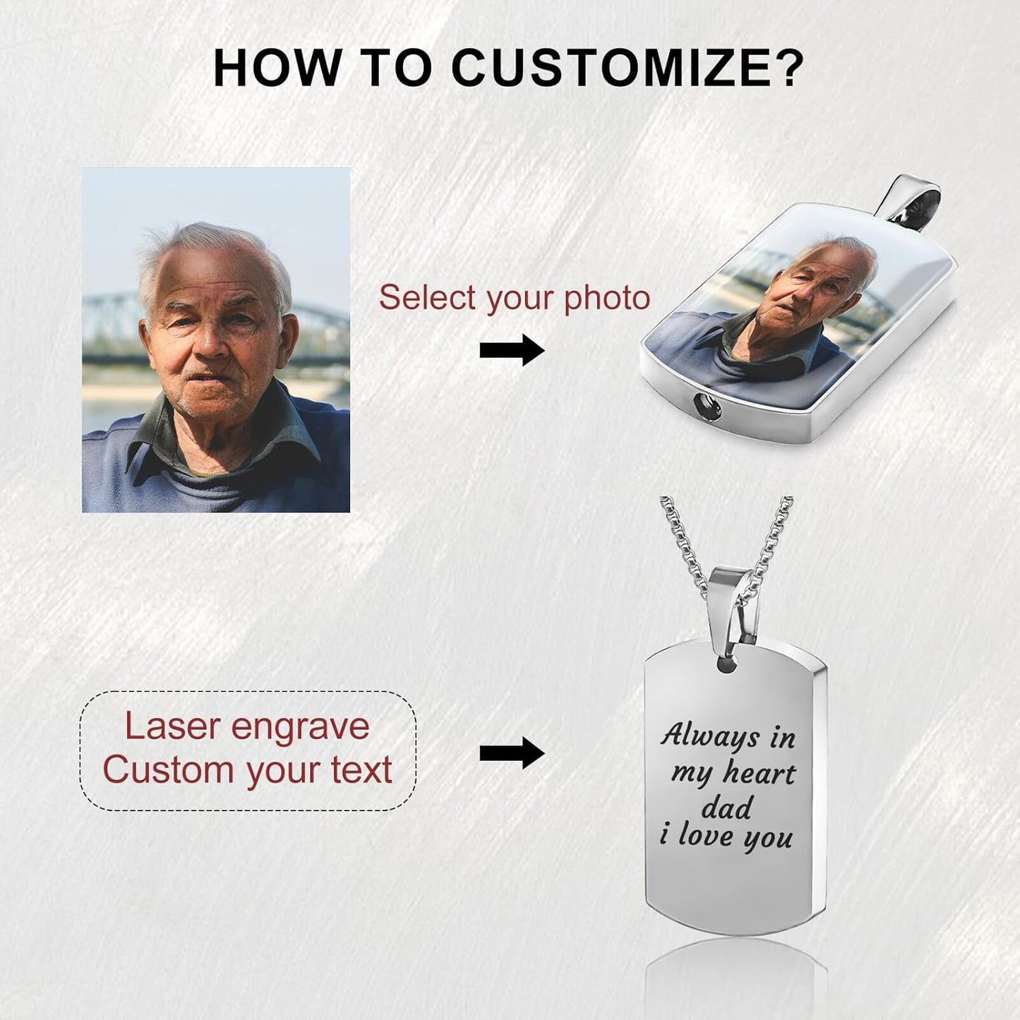 Personalized Ashes Necklace for Men Women Pet Custom Photo Text Stainless Steel Memorial Cremation Jewelry Keepsake Memorial Gifts