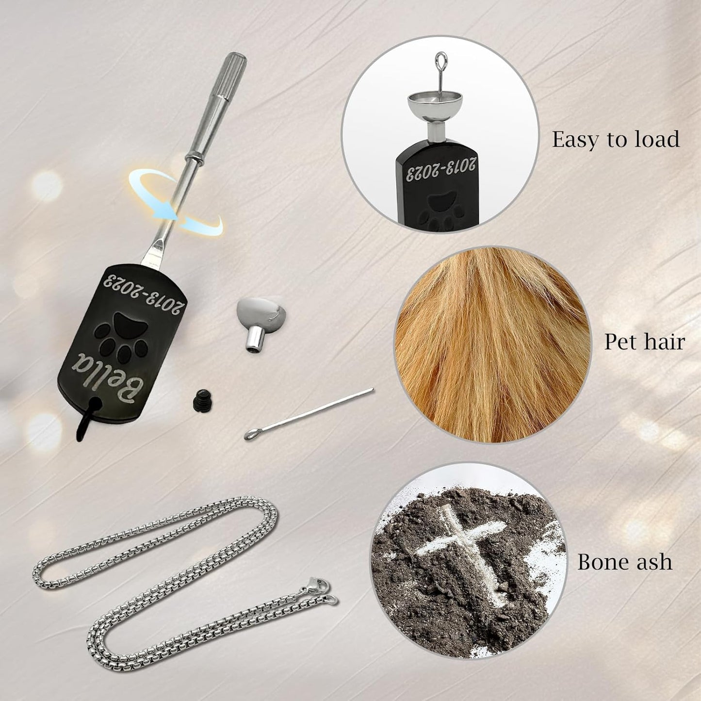 Personalized Pet Urn Necklaces for Dog Cat Ashes Custom Photo Text Stainless Steel Cremation Jewelry Pet Loss Memorial Gift