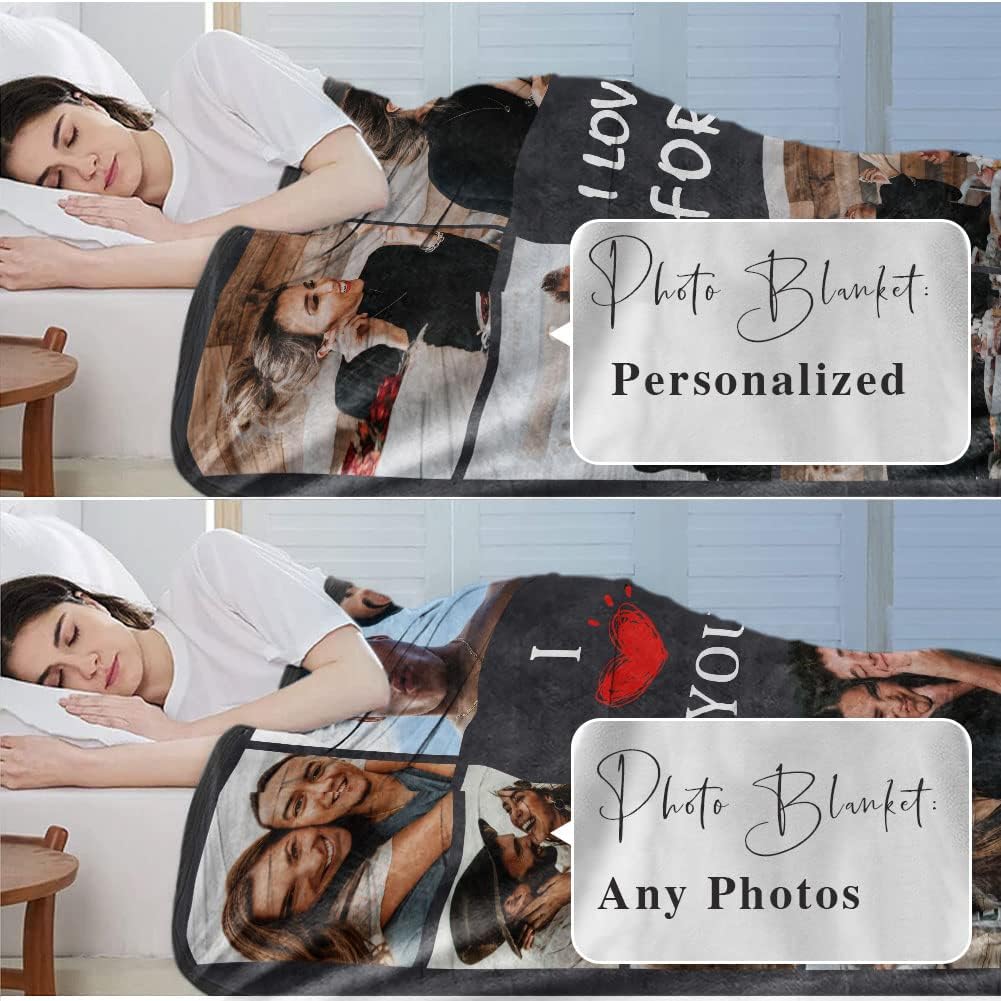 Personalisierte Fotodecke zum Valentinstag – Kuscheldecke mit Foto, Ich liebe Dich Geschenk für Sie & Ihn, Pärchen Geschenk