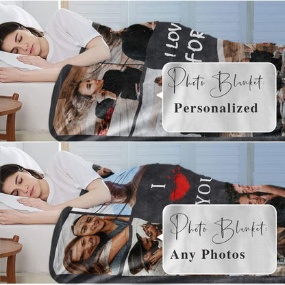 Personalisierte Fotodecke zum Valentinstag – Kuscheldecke mit Foto, Ich liebe Dich Geschenk für Sie & Ihn, Pärchen Geschenk