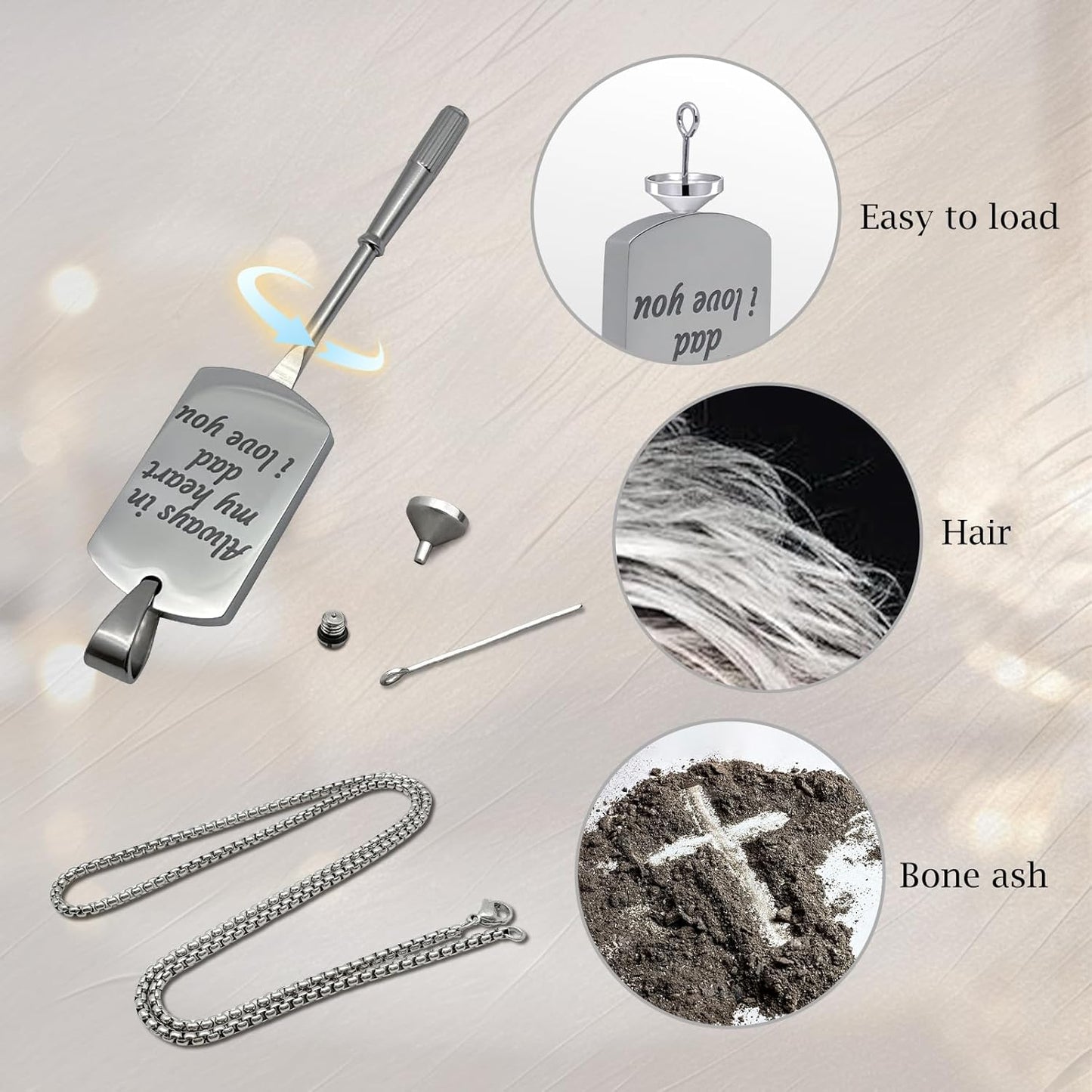 Personalized Ashes Necklace for Men Women Pet Custom Photo Text Stainless Steel Memorial Cremation Jewelry Keepsake Memorial Gifts