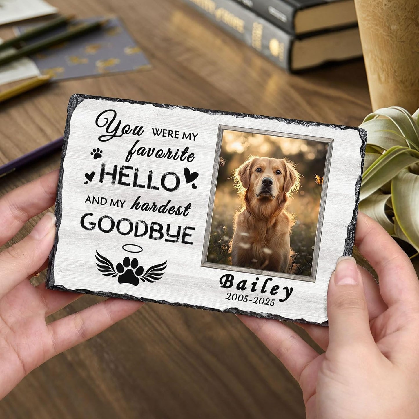 Personalized Dog Memorial Gifts for Loss of Dog, Custom Pet Memorial Stone with Photo Name Date Bereavement Sympathy Gift for Dog Cat Lover