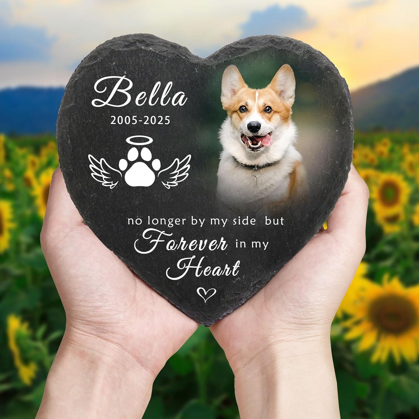 Dog Memorial Gifts for Loss of Dog Cat,Personalized Pet Memorial Stone with Photo Name