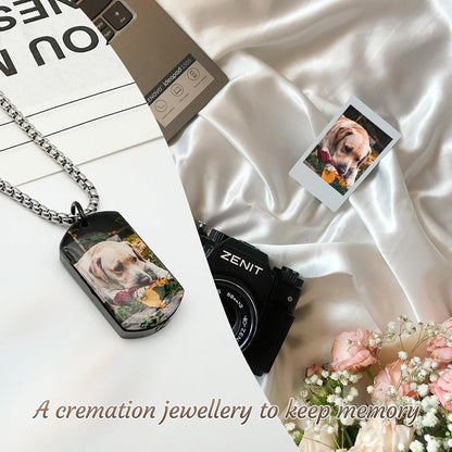 Personalized Pet Urn Necklaces for Dog Cat Ashes Custom Photo Text Stainless Steel Cremation Jewelry Pet Loss Memorial Gift