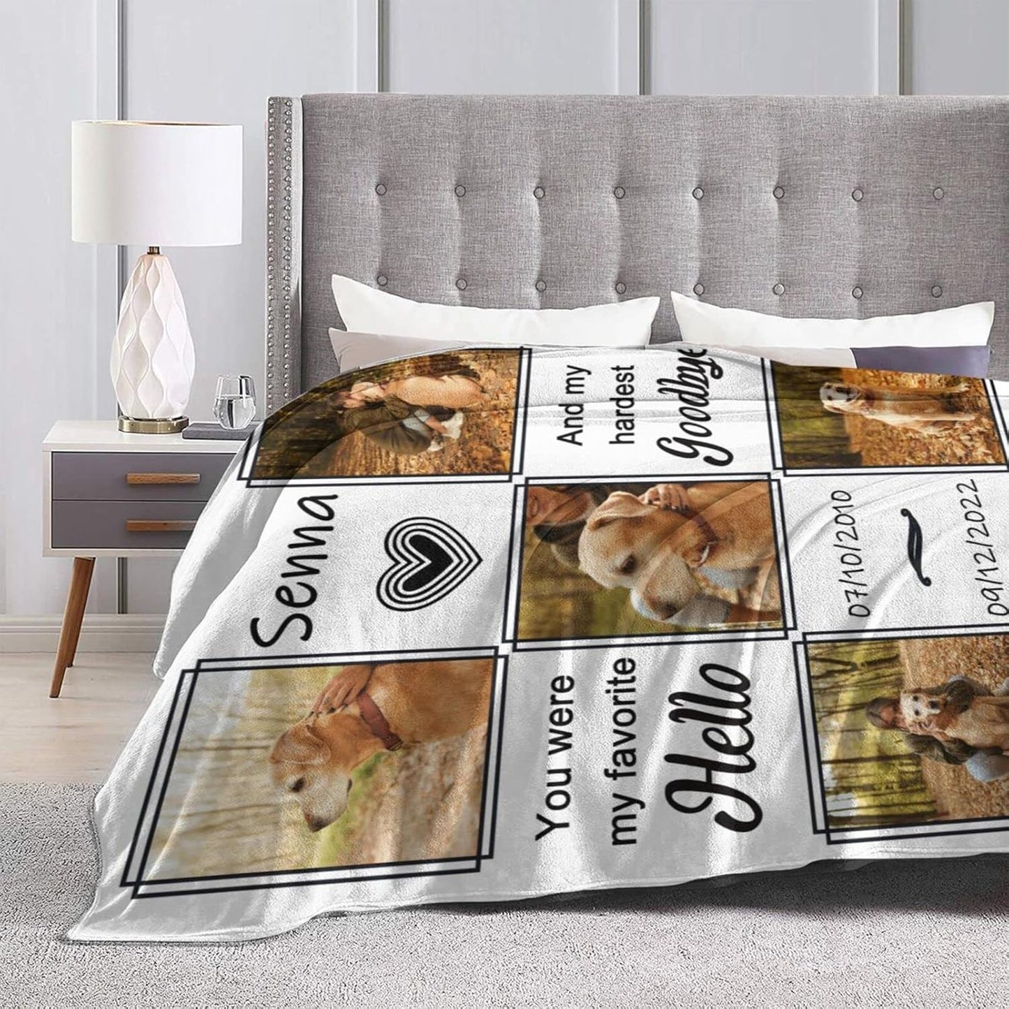 Custom Dog Photo Memorial Blanket Personalized Pet Memorial Gifts for Dogs Loss of Pet Sympathy Gift Dog Bereavement Gifts