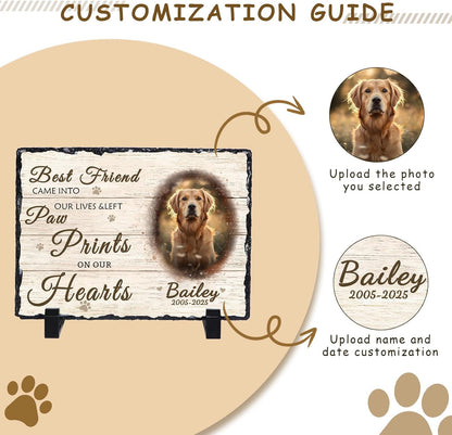 Personalized Dog Memorial Gifts for Loss of Dog, Custom Pet Memorial Stone with Photo Name Date Bereavement Sympathy Gift for Dog Cat Lover