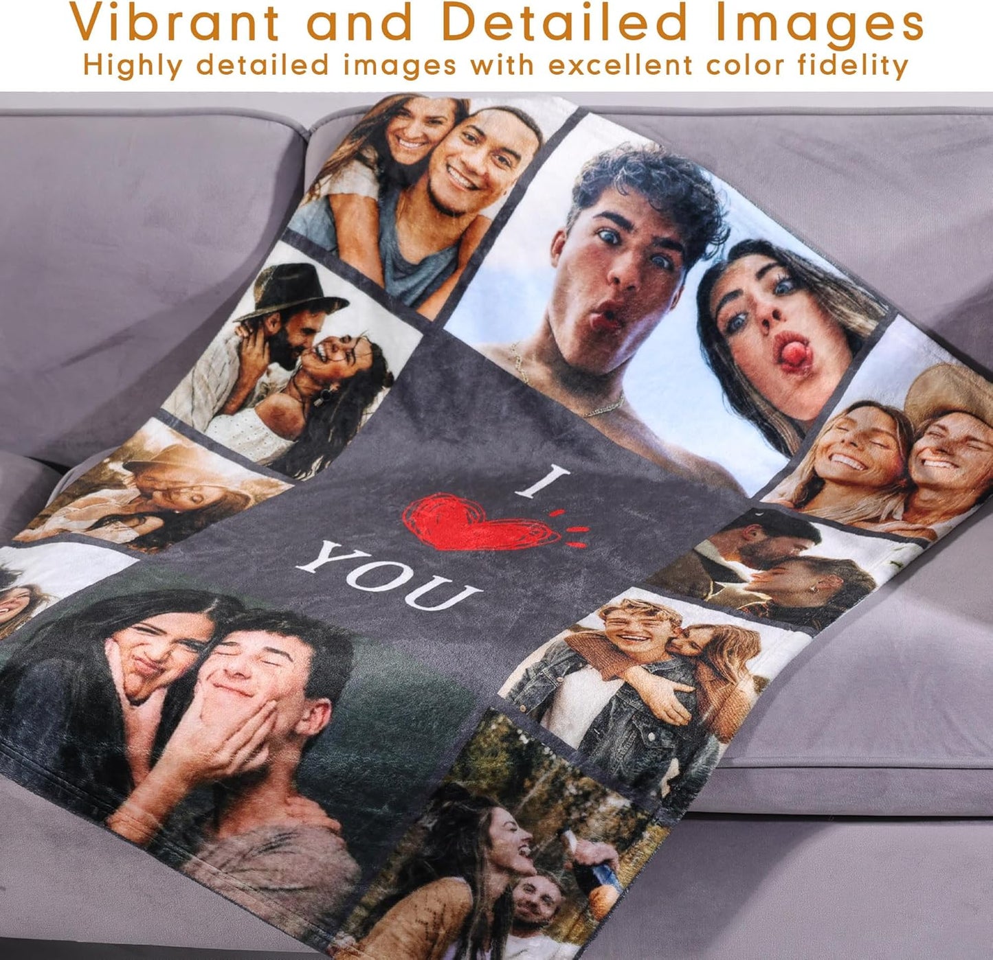 Personalisierte Fotodecke zum Valentinstag – Kuscheldecke mit Foto, Ich liebe Dich Geschenk für Sie & Ihn, Pärchen Geschenk