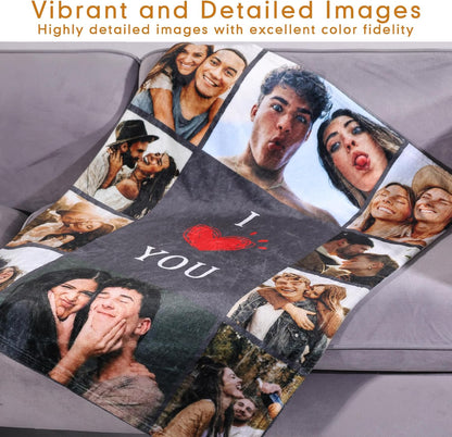 Personalisierte Fotodecke zum Valentinstag – Kuscheldecke mit Foto, Ich liebe Dich Geschenk für Sie & Ihn, Pärchen Geschenk