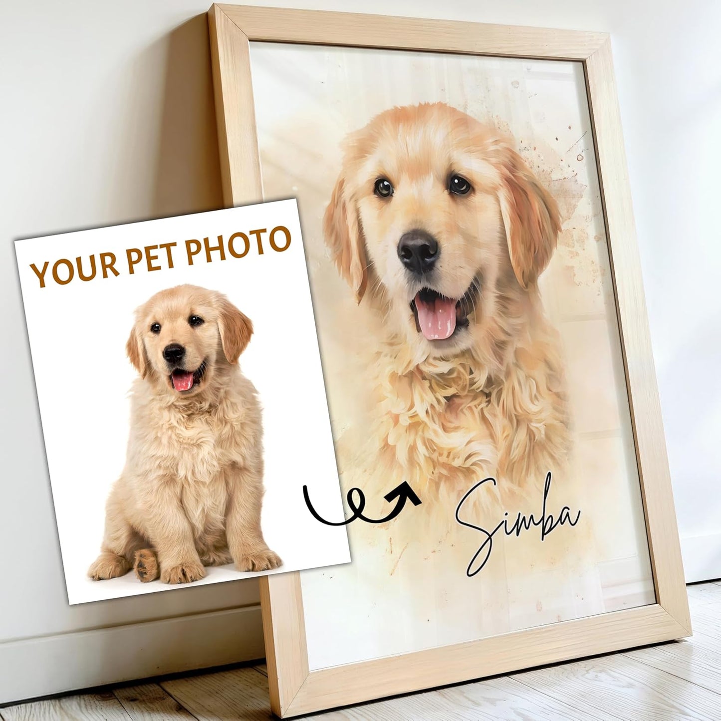 Custom Pet Portrait Wall Art - Create Your Own Watercolor Painting from Your Photo