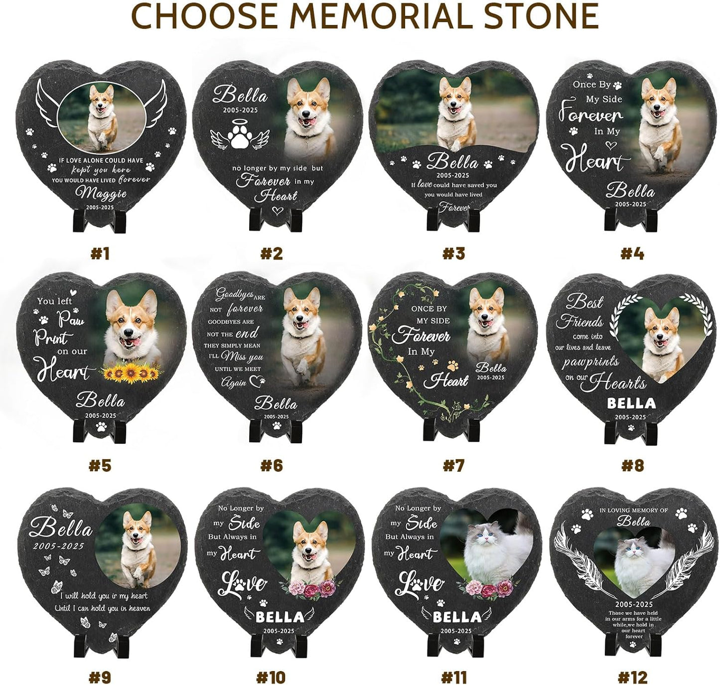 Dog Memorial Gifts for Loss of Dog Cat,Personalized Pet Memorial Stone with Photo Name