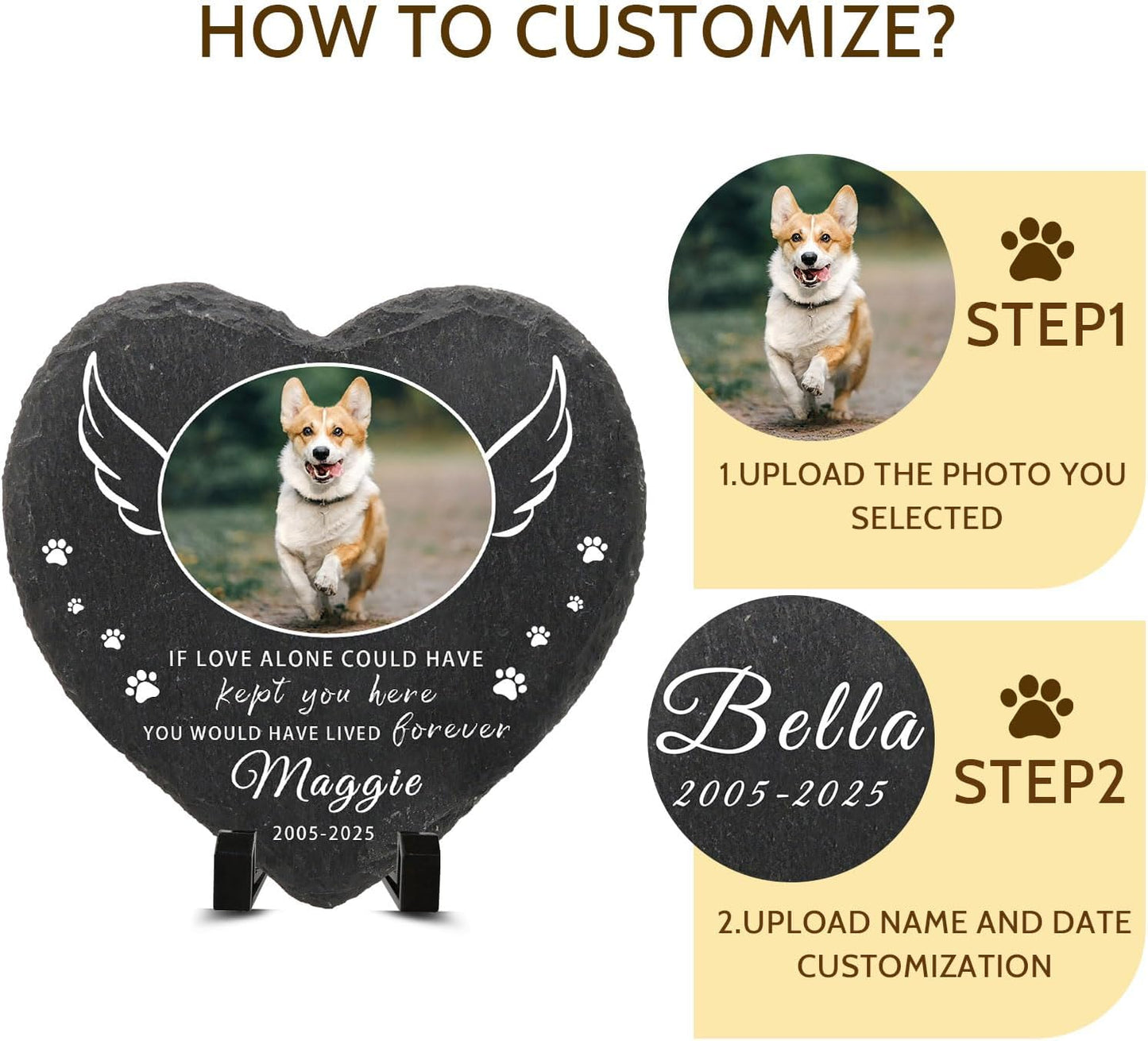 Dog Memorial Gifts for Loss of Dog Cat,Personalized Pet Memorial Stone with Photo Name