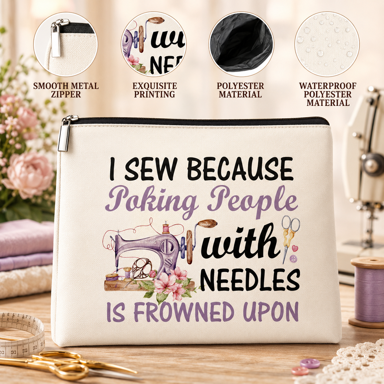 Lustige Schminktasche zum Nähen – Geschenk für Quilter und Nähliebhaber