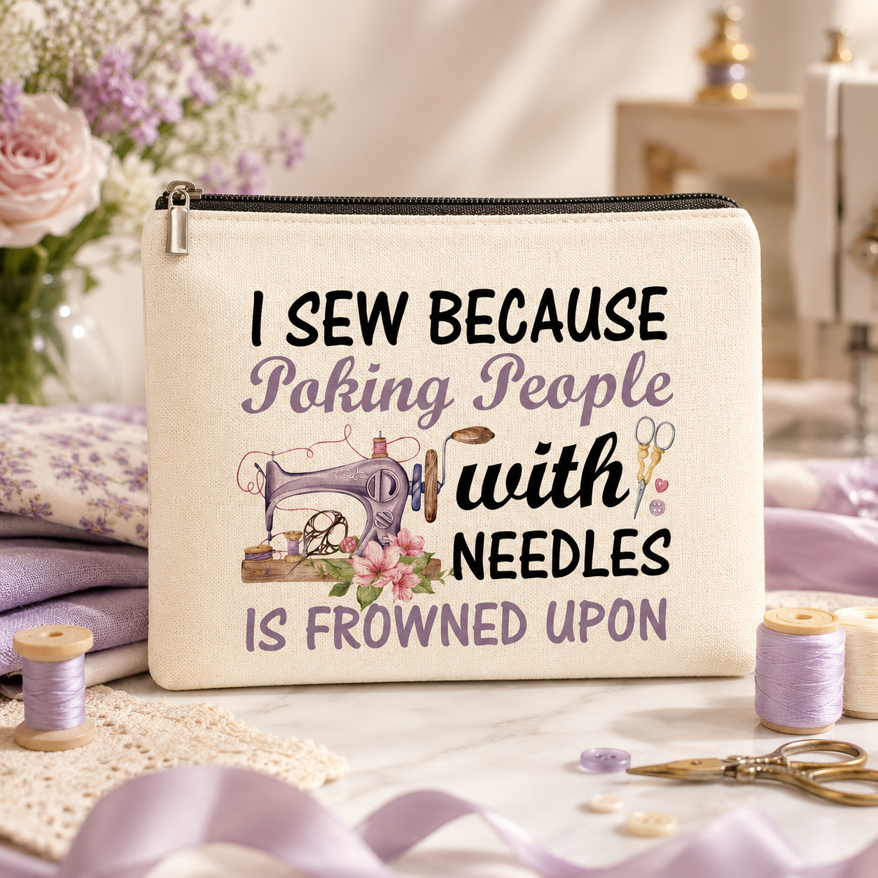 Lustige Schminktasche zum Nähen – Geschenk für Quilter und Nähliebhaber