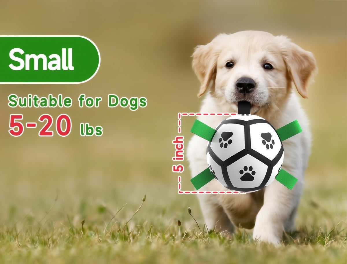 Premium Dog Toys Balls, Dog Soccer Ball with Straps, Herding Ball, Durable Balls for Small Medium Pet, Puppy Outdoor Toy, World Cup Soccer