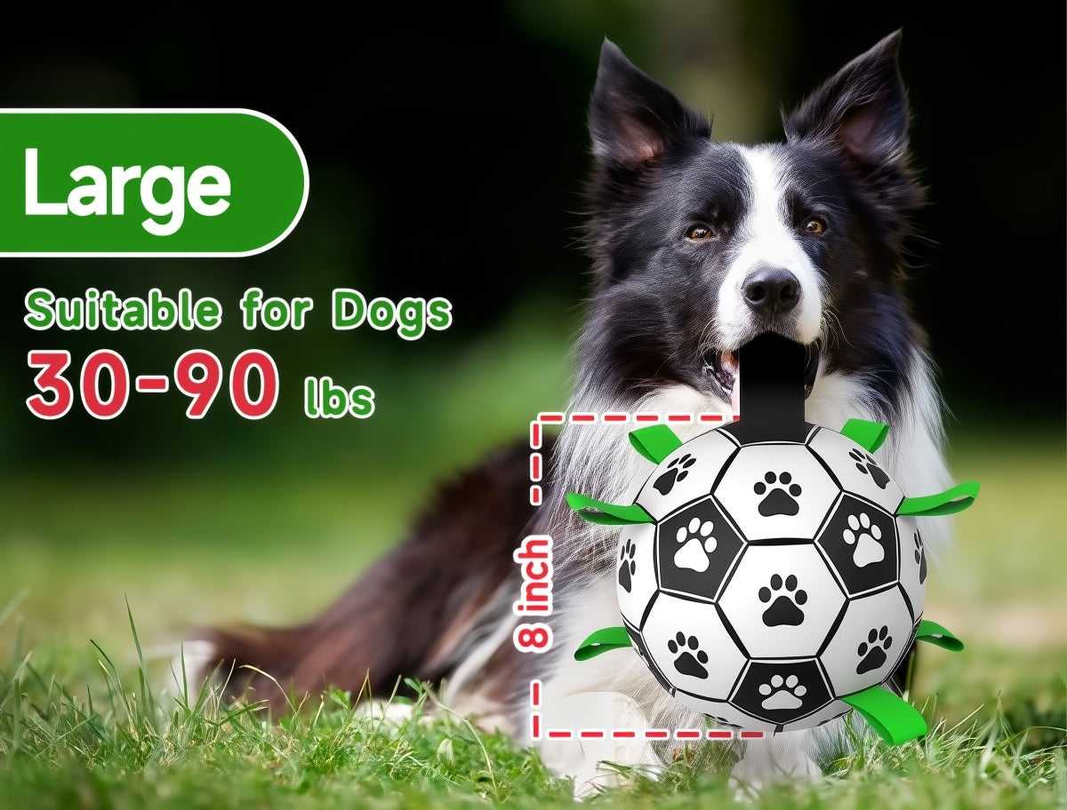 Premium Dog Toys Balls, Dog Soccer Ball with Straps, Herding Ball, Durable Balls for Small Medium Pet, Puppy Outdoor Toy, World Cup Soccer