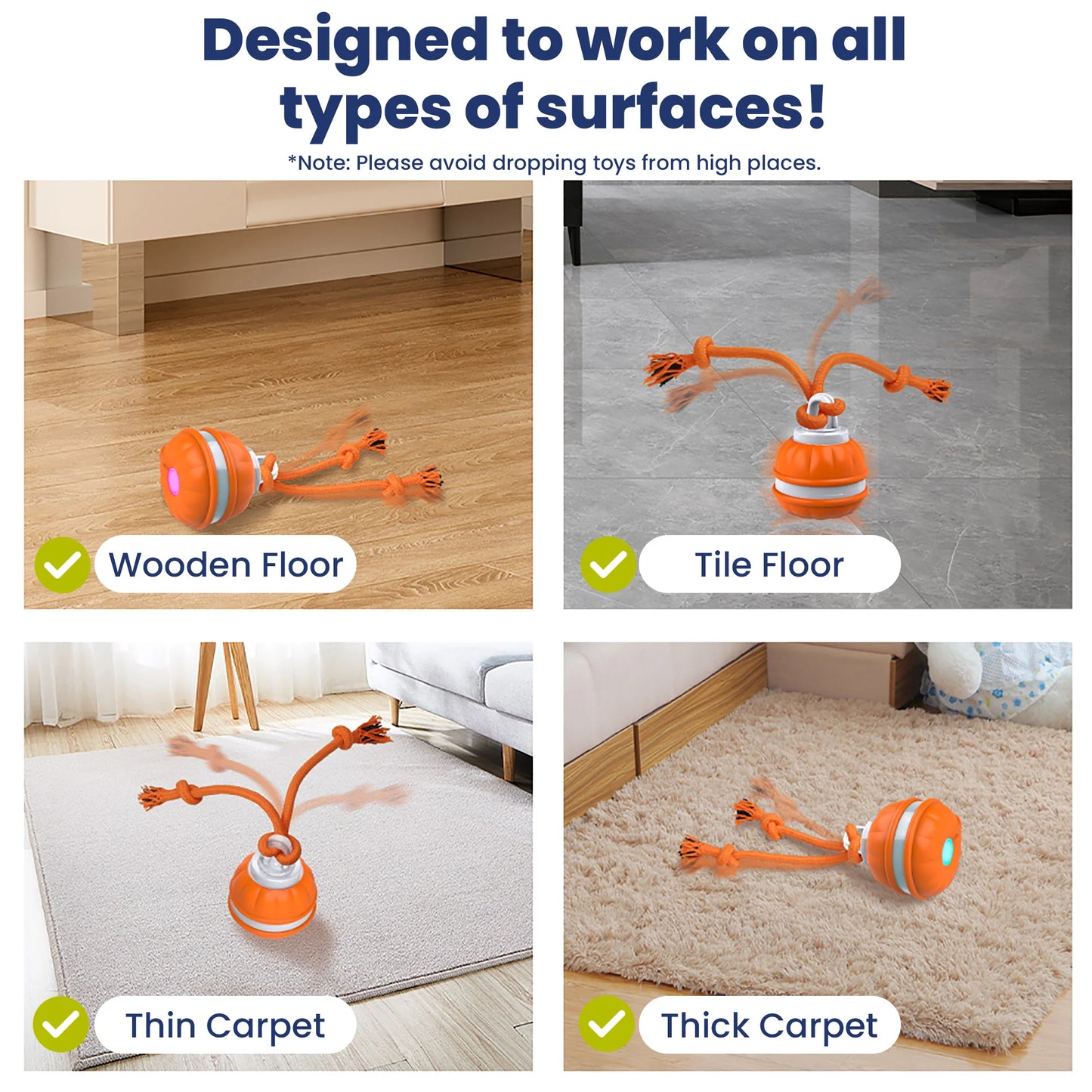 2pcs Paws Design Interactive Squeaky Rechargeable Rope Runner Dog Ball & Rope Toy for Small Dogs