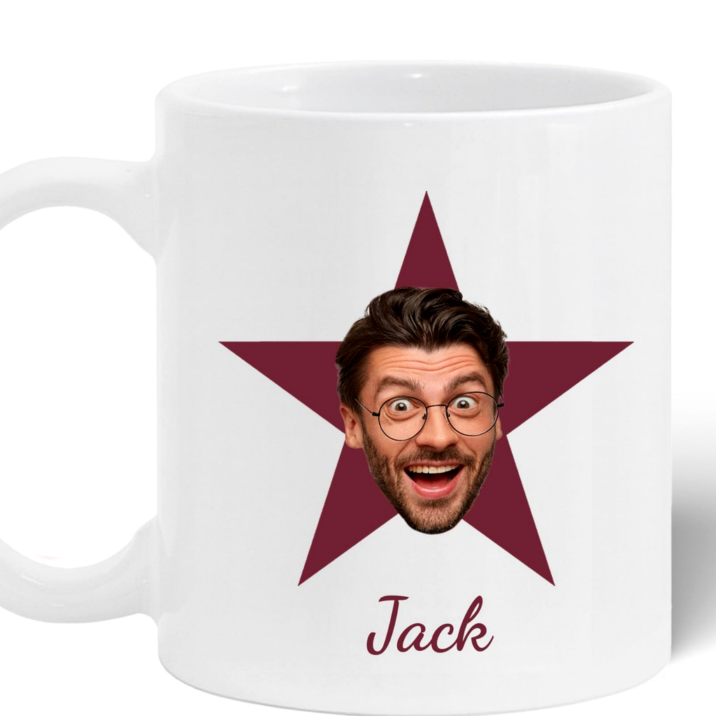 Custom Mugs With Star Face Pictures - Personalized Mugs with Face, Image - Customized Cups, Customized Funny Kitchen Gift, Fun Coffee Cups