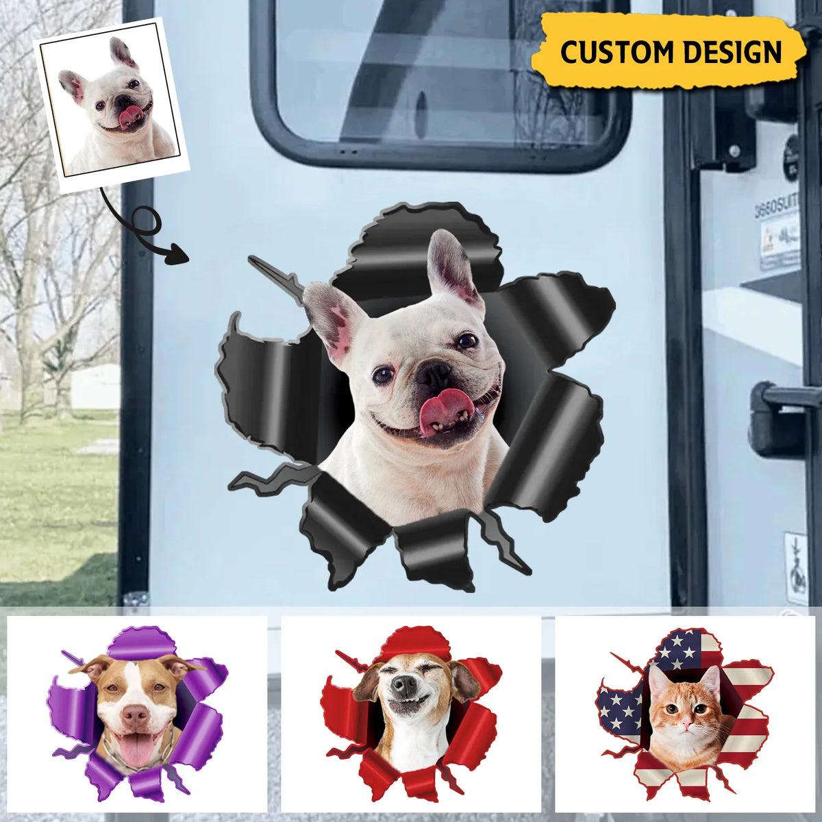 Personalized Peeking Dog & Cat Car Decal – Custom Name Waterproof Vinyl Sticker Gift for Pet Lovers