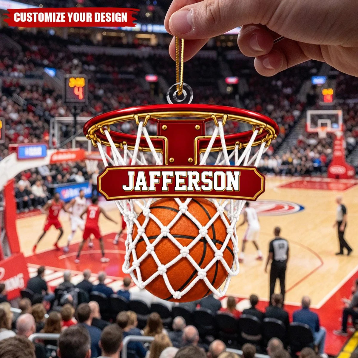 Personalized Basketball Hoop Christmas Ornament – Custom Name Sports Keepsake Gift for Players & Coaches
