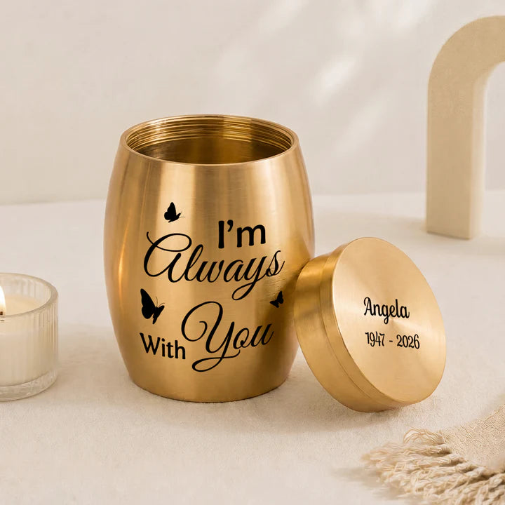 I'm Always With You Mini Urn - Personalized Memorial Gifts for Loss of Mom/Dad