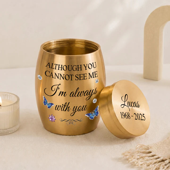 Personalized Memorial Gifts for Loss of Dad/Mom - I'm Always With You Mini Urn