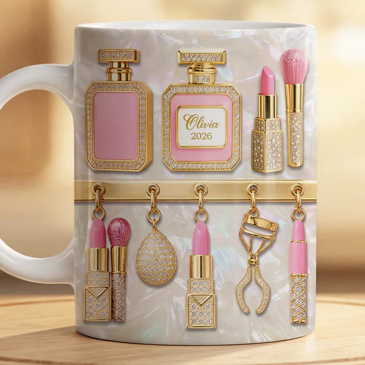 Personalisierte Make-up-Artist-Tasse mit Namen – 3D-Effekt-Geschenk für Sie
