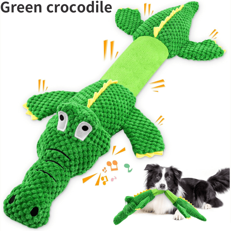 Tough Dog Toys, Stuffed Chew Large Dog Toys to Keep Them Busy, Interactive Squeaky Tug of War Doggie Toy, Crinkle Blue Octopus